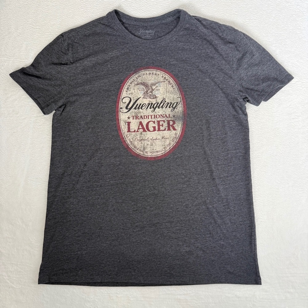 Yuengling Traditional Lager Graphic T-Shirt Large Gray Men Distressed, Retro Pub
